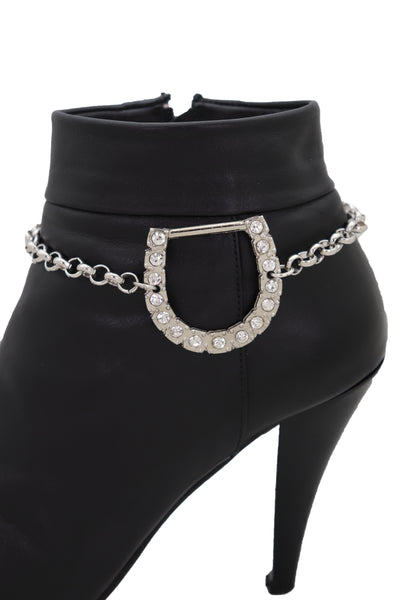 Brand New Women Silver Metal Boot Chain Bracelet Shoe Anklet Western Horseshoe Bling Charm