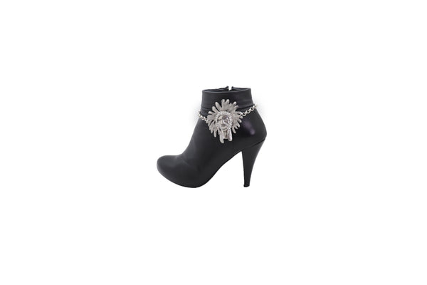 Brand New Women Silver Chain Boot Western Bracelet Shoe American Indian Head Charm Anklet