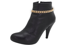 Gold Metal Boot Chain Links Bracelet Western Shoe Basic Anklet Jewelry