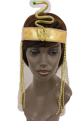 Women Long Beads Band Forehead Fashion Head Snake Cleopatra Costume Gold Sequins