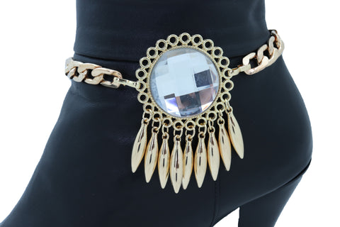 Brand New Women Gold Metal Boot Chain Bracelet Shoe Anklet Bling Sun Flower Shiny Charm