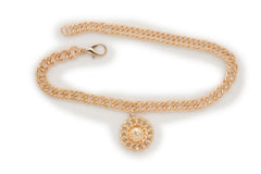 Gold Metal Boot Chain Bracelet Western Shoe Sun Round Circle Charm Jewelry