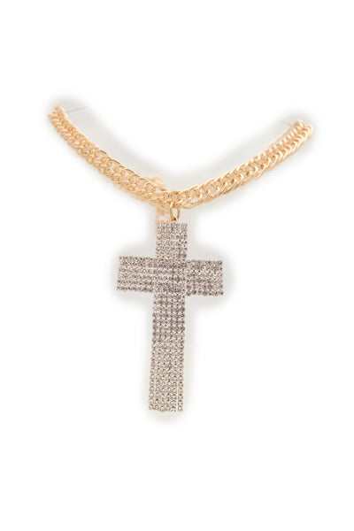 Brand New Women Gold Metal Chain Boot Bracelet Shoe Bling Cross Charm Religious Jewelry