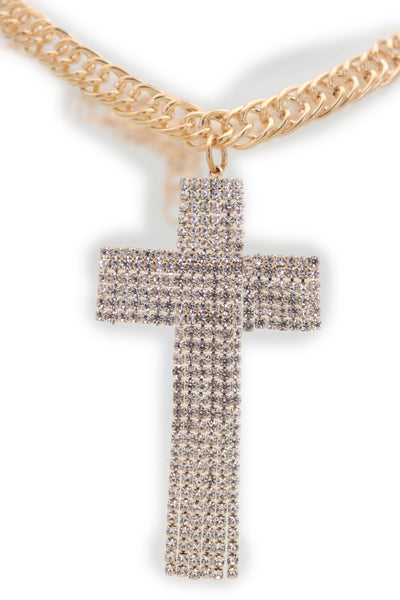 Brand New Women Gold Metal Chain Boot Bracelet Shoe Bling Cross Charm Religious Jewelry