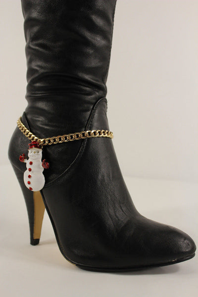 Gold Metal Boot Chain Bracelet White Snow Man Shoe Christmas Charm Women New Fashion Accessories - alwaystyle4you - 12