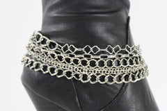 Gold / Silver Metal Wide Boot Chain Bracelet Anklet Link Shoe Charm Women Fashion Jewelry - alwaystyle4you - 2