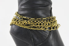 Gold / Silver Metal Wide Boot Chain Bracelet Anklet Link Shoe Charm Women Fashion Jewelry - alwaystyle4you - 4