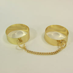 Gold Metal Plate Handcuffs Chain 2 Connected Bracelets Bangles New Women Fashion Jewelry Accessories - alwaystyle4you - 3