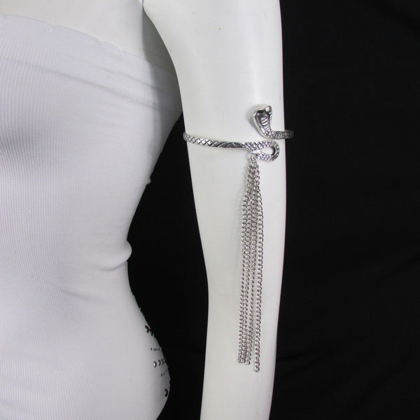 Silver / Gold Metal Arm Cuff Bracelet Cobra Snake Multi Chains New Women Fashion - alwaystyle4you - 16
