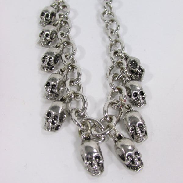 Silver Metal Boot Chain Bracelet Strap Shoe Mini Skull Charm Bling New Women Punk Biker Fashion - alwaystyle4you - 5