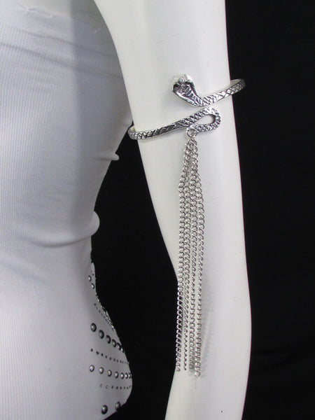 Silver / Gold Metal Arm Cuff Bracelet Cobra Snake Multi Chains New Women Fashion - alwaystyle4you - 17