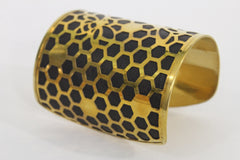 Gold Metal Hand Cuff Bracelet Honey Bees Hives Black New Women Fashion Jewelry Accessories - alwaystyle4you - 3