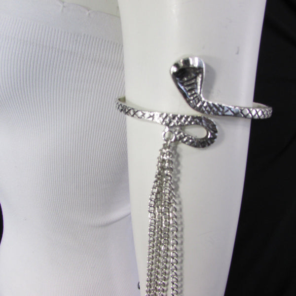 Silver / Gold Metal Arm Cuff Bracelet Cobra Snake Multi Chains New Women Fashion - alwaystyle4you - 18