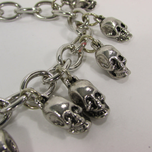 Silver Metal Boot Chain Bracelet Strap Shoe Mini Skull Charm Bling New Women Punk Biker Fashion - alwaystyle4you - 10