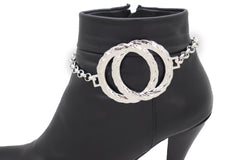 Women Gold Metal Boot Chain Bracelet Shoe Bling Circle Charm