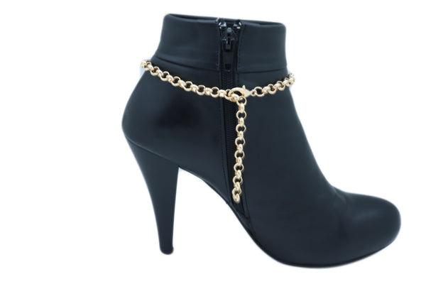 New Women Gold Metal Boot Chain Bracelet Christmas Shoe Candy Cane Charm Jewelry Adjustable Size Band