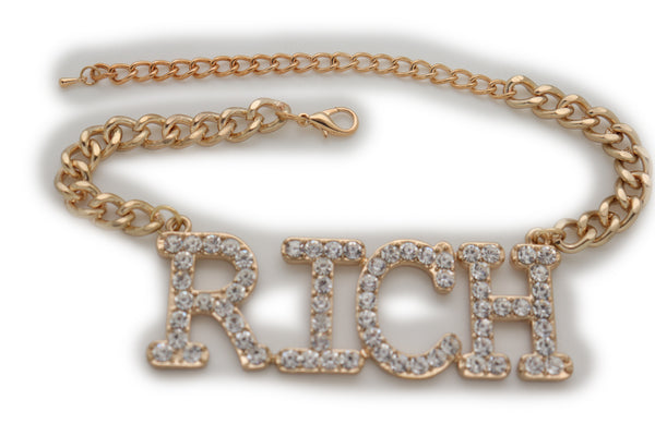 Brand New Women Western Gold Metal Chain Boot Bracelet RICH Shoe Charm Anklet Bling Cool