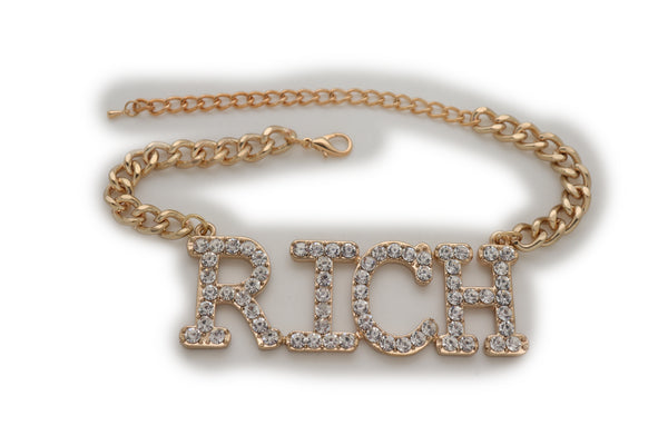 Brand New Women Western Gold Metal Chain Boot Bracelet RICH Shoe Charm Anklet Bling Cool