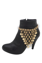Gold Boot Chain Bracelet Western Shoe Ethnic Coin Charm