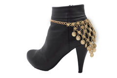 Gold Boot Chain Bracelet Western Shoe Ethnic Coin Charm