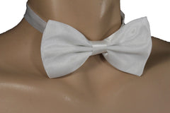 White Fabric Neck Bow Tie Tuxedo Costume Men Women Teens And Kids