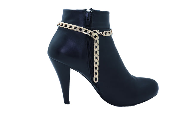 Women Gold Metal Boot Chain Bracelet Shoe Anklet Bling Sun Flower Shiny Charm One Size