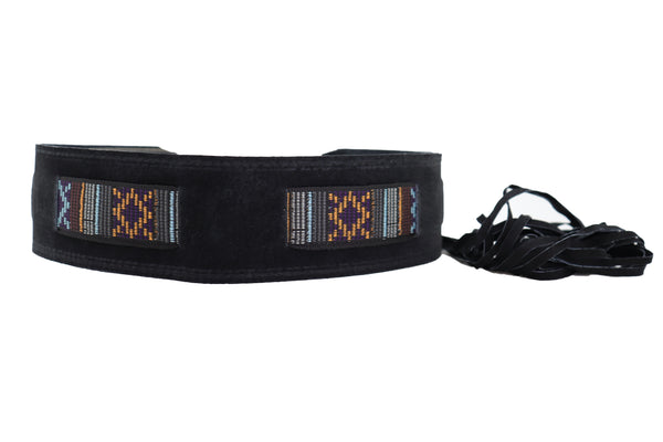 Brand New Women Black Fabric Wrap Around Ethnic Bohemian Fashion Tie Belt Hip Waist S M L