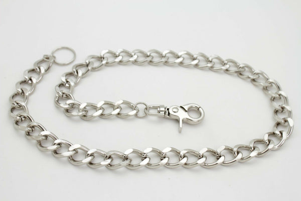 Men Women Silver Metal Extra Long Wallet Chain Heavy Biker Thick Links Strong One Size Bold Look