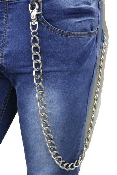 Men Women Silver Metal Extra Long Wallet Chain Heavy Biker Thick Links Strong One Size Bold Look
