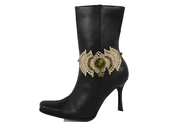Antique Gold Boot Bracelet Chain Anklet Shoe Charm Lace Steam Punk Clock New Women Accessories