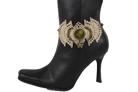 Antique Gold Boot Bracelet Chain Anklet Shoe Charm Lace Steam Punk Clock New Women Accessories