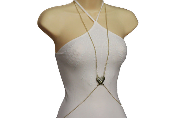 Antique Gold Metal Body Chains Long Necklace Harness Angel Wings New Jewelry Accessories