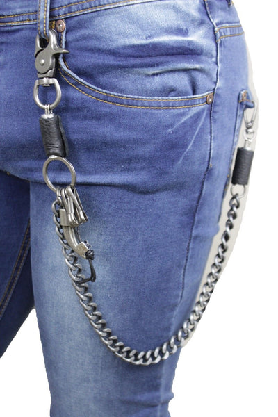 Antique Silver Metal Long Wallet Chains Horn Spike Skull Motorcycle Biker Rocker Men Accessories