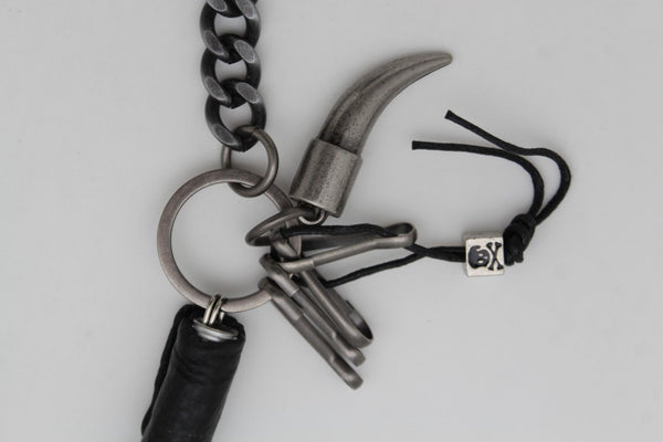 Antique Silver Metal Long Wallet Chains Horn Spike Skull Motorcycle Biker Rocker Men Accessories