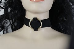 Black Brown Gray Green Red Faux Leather Gold Ring Choker Necklace Accessories