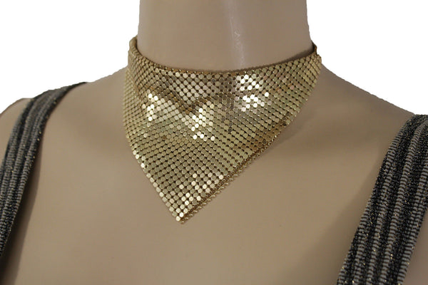 Women Black Gold Mesh Jewelry Short Choker Necklace Bandana