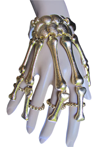 Gold Silver Metal Hand Chain Bracelet 5 Fingers Skeleton Slave Ring New Women Accessories