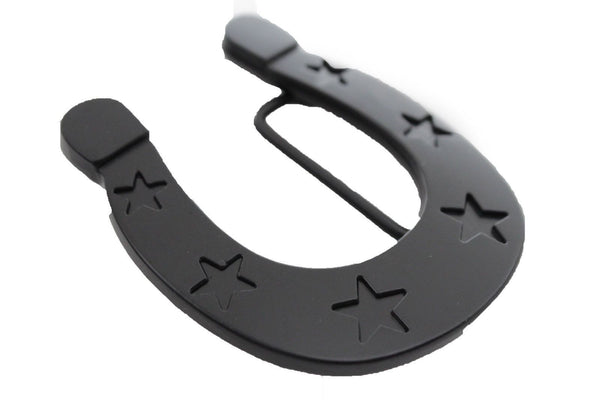 Black Metal Horseshoe Texas Star Luck Belt Buckle New Men Women Rodeo Accessories