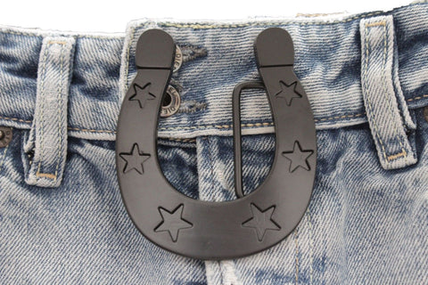 Black Metal Horseshoe Texas Star Luck Belt Buckle New Men Women Rodeo Accessories