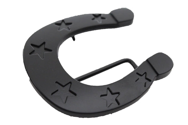Black Metal Horseshoe Texas Star Luck Belt Buckle New Men Women Rodeo Accessories