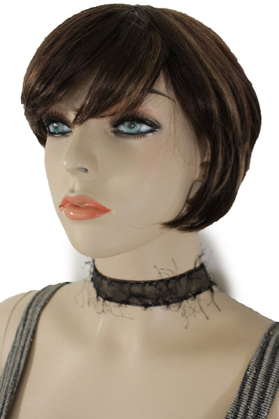 Black Narrow Fabric Fringes Short Gothic Punk Choker Necklace New Women Unique Accessories