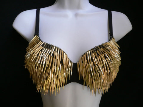Black Sexy Bra Fringe Long Silver Gold Spikes Bralet Clubwear New Women Fashion Accessories