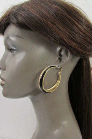 Black White Metal Classic Hoop Fashion Earrings Set Multi Rhinestones New Women Accessories