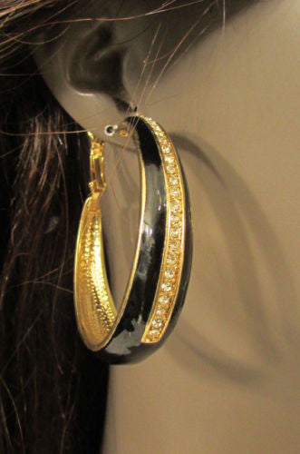 Black White Metal Classic Hoop Fashion Earrings Set Multi Rhinestones New Women Accessories