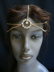 Gold Silver Metal Head Chain Circlet Clear Rhinestone Women Wedding Body Jewelry