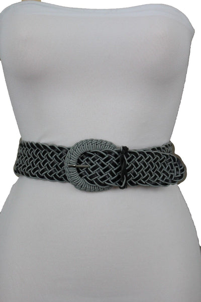 Brown Beige Black Gray Red Black Faux Leather Fun Classic Braided Hip Waist Belt Women Accessories