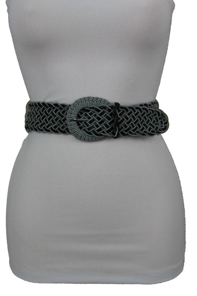 Brown Beige Black Gray Red Black Faux Leather Fun Classic Braided Hip Waist Belt Women Accessories