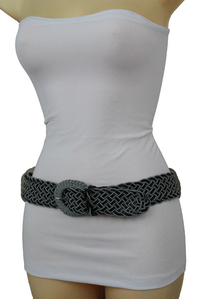 Brown Beige Black Gray Red Black Faux Leather Fun Classic Braided Hip Waist Belt Women Accessories