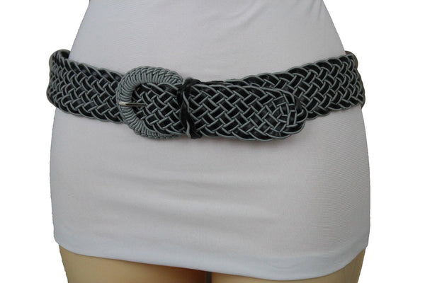 Brown Beige Black Gray Red Black Faux Leather Fun Classic Braided Hip Waist Belt Women Accessories