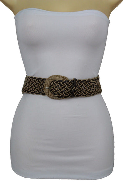 Brown Beige Black Gray Red Black Faux Leather Fun Classic Braided Hip Waist Belt Women Accessories